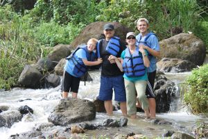 The Yorkin River is the boundary between CR and Panama - we "touched down" for a quick pic at a waterfall in Panama